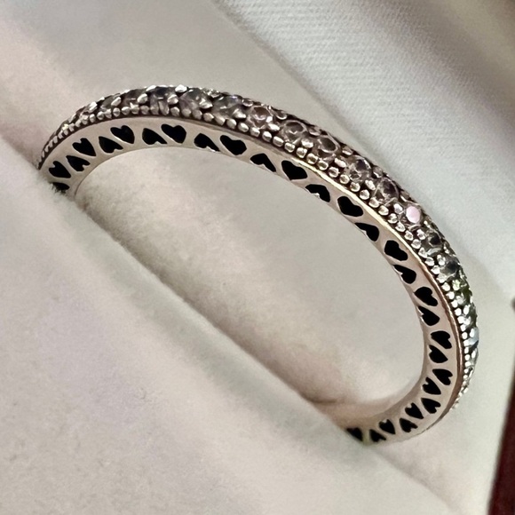 Pandora Sparkle and Hearts CZ Eterity Ring Size 9 - Hard to find! - Picture 2 of 16